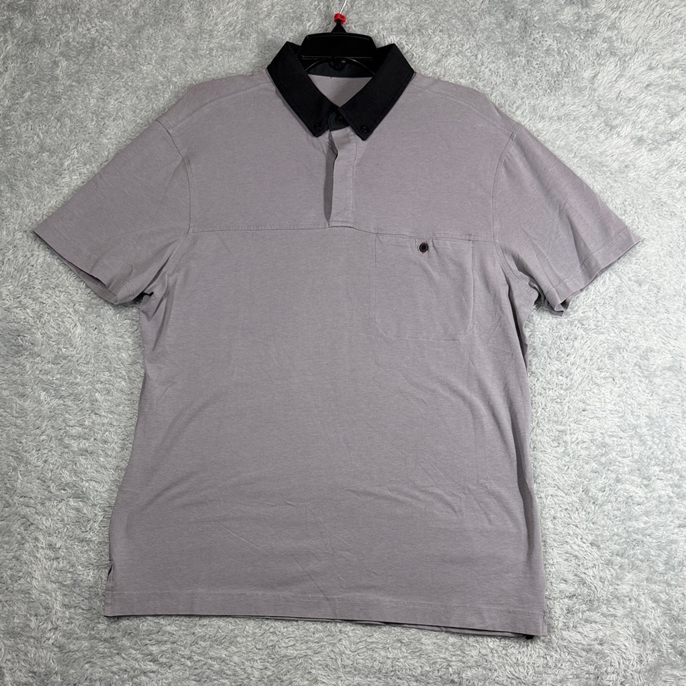 lululemon athletica Men's Polo Shirt in Gray with Black Collar